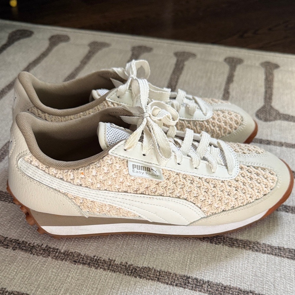 Puma Women's Beige and White Sneakers